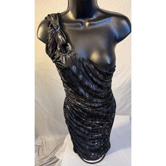 Y2K Taboo Going Out Mini Dress Black Sparkles Bling Womens Juniors Medium M 7/9 - Picture 1 of 4